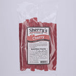 Packaged cherry with Sherry's Licorice label on a white background