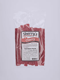 Packaged cherry with Sherry's Licorice label on a white background