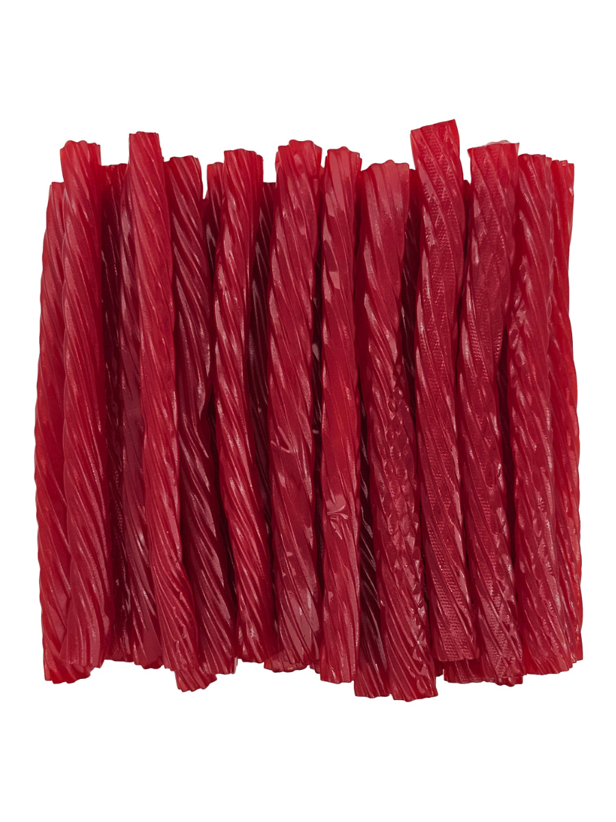 Cinnamon licorice twists neatly arranged together.
